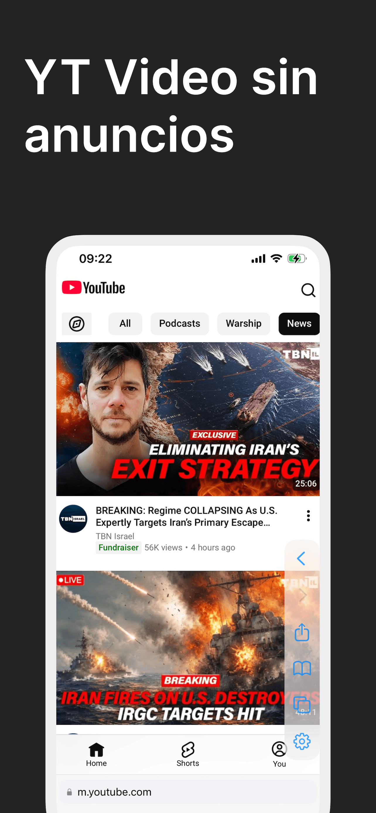 Captura de pantalla de la app PureTube 4