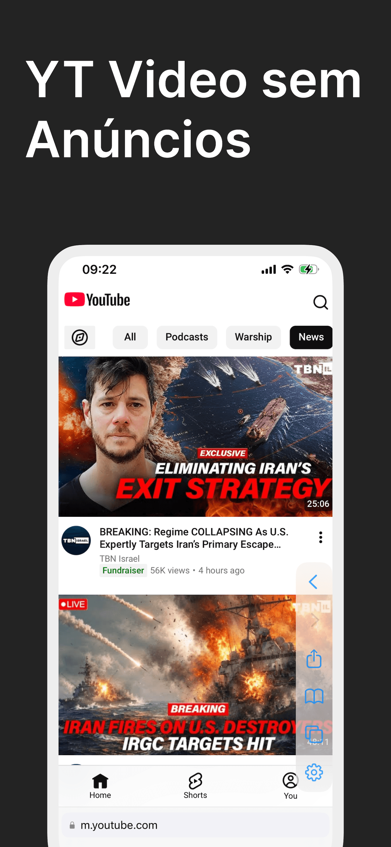 Captura de tela do aplicativo PureTube 4
